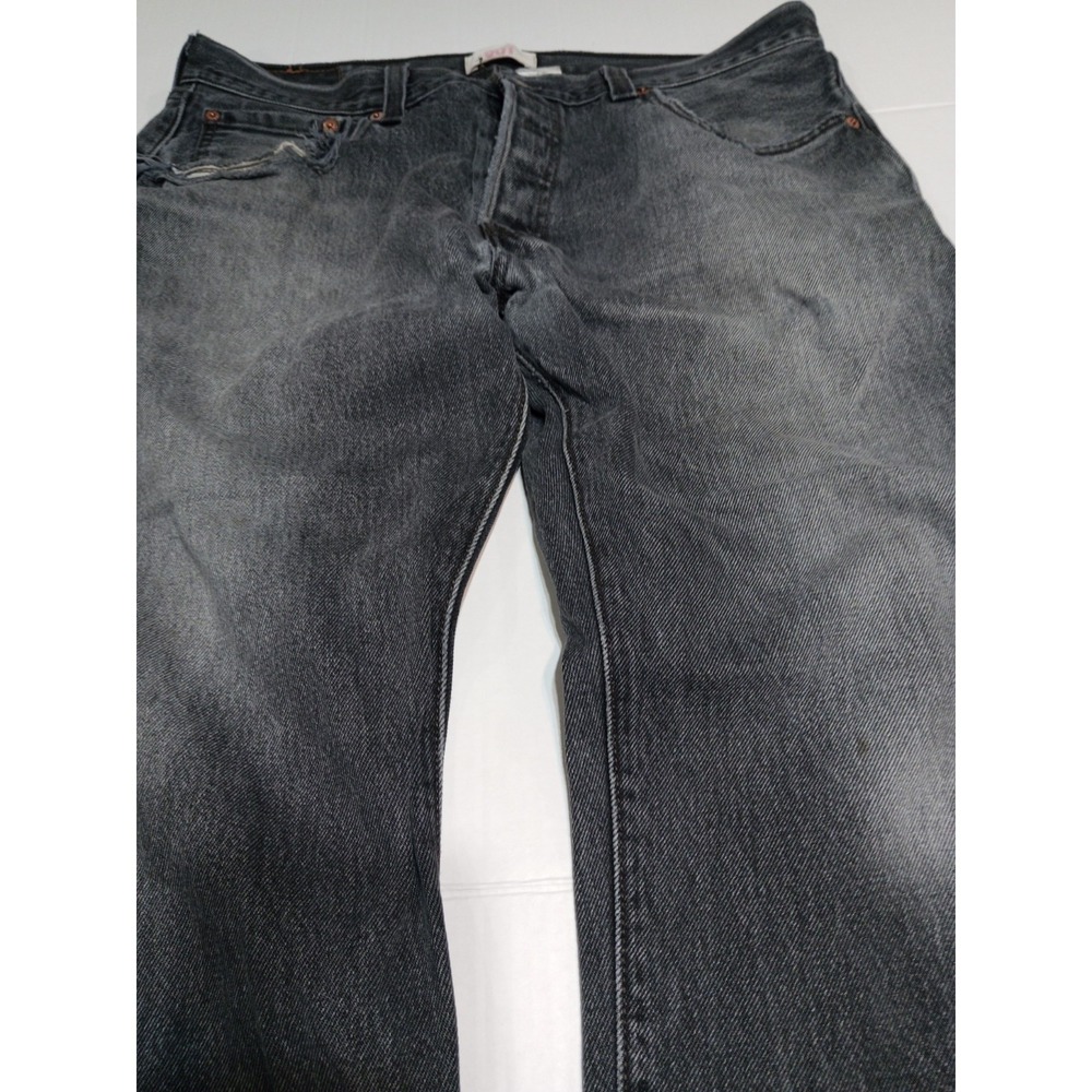 Levi's 501 Black Faded Jeans 36x30 Button Fly Distressed Y2K Grunge - Picture 3 of 16